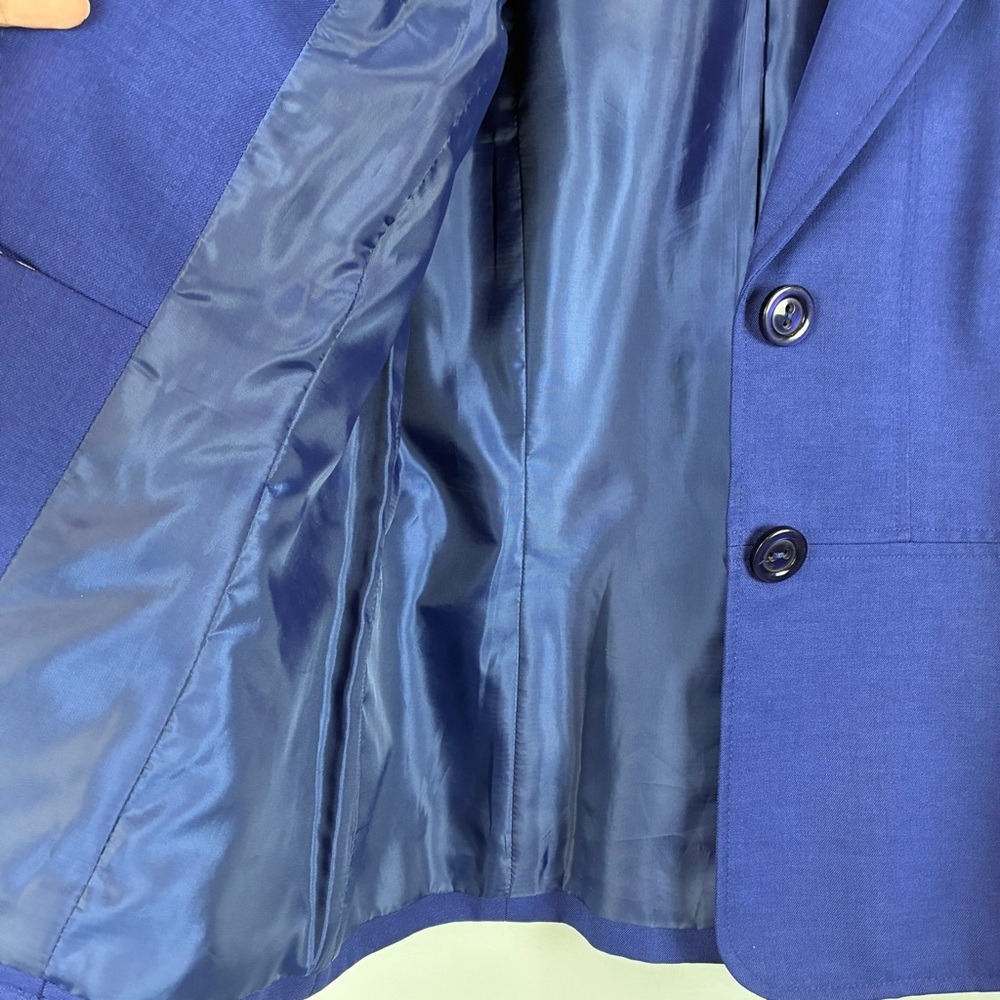 Kasper Blazer 10 Polyester Professional Royal Blue Career Chic Office Siren - Picture 8 of 14